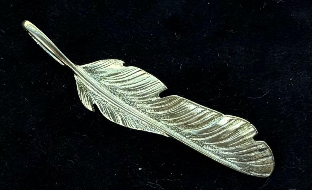 アクセサリー Navajo/Sun Sinbol Gold Feather PD Navajo Sun Sinbol Gold Feather Pendant Top 50 x 12mm Silver