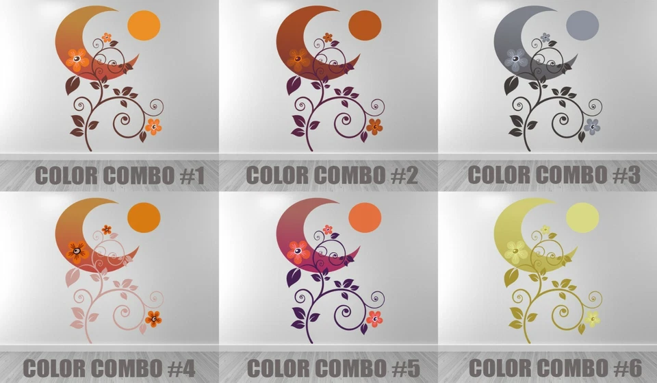 Calcomanías de flores para paredes arte de pared calcomanía floral Boho luna estudio pegatina de pared Foto 2 de 4