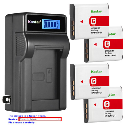 Kastar Battery LCD Wall Charger for Sony NP-BG1 NP-FG1 Sony Cyber-shot DSC-W290