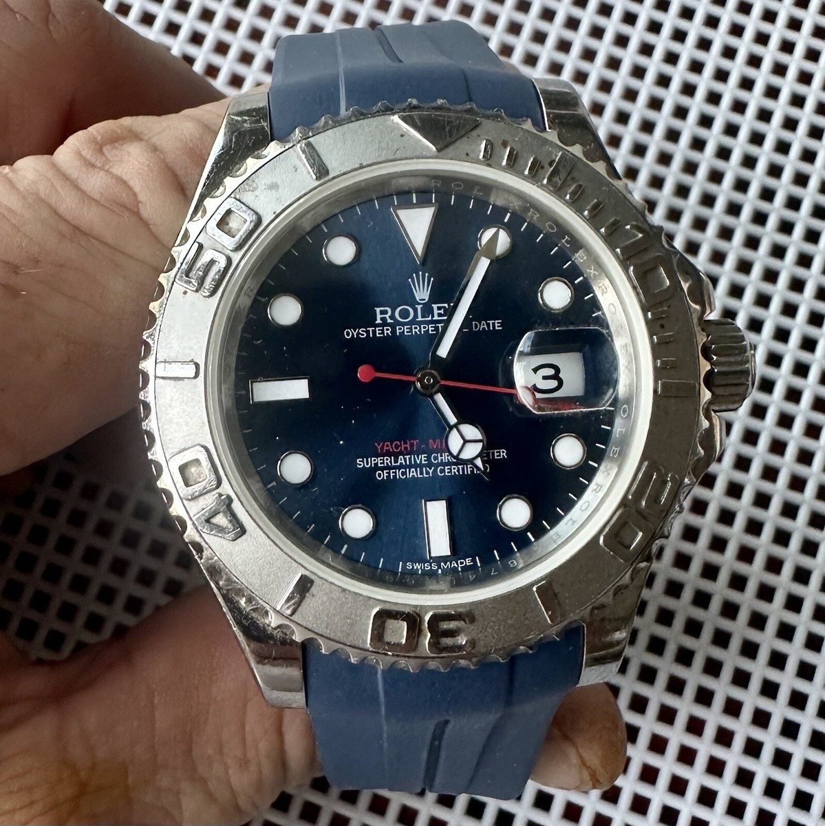 20mm BLUE Vulcanized Caoutchouc rubber Strap Rolex submariner