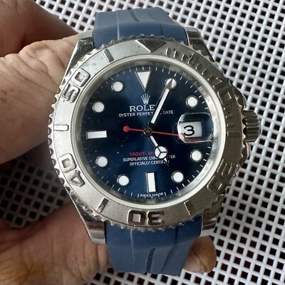20mm BLUE Vulcanized Caoutchouc rubber Strap Rolex submariner