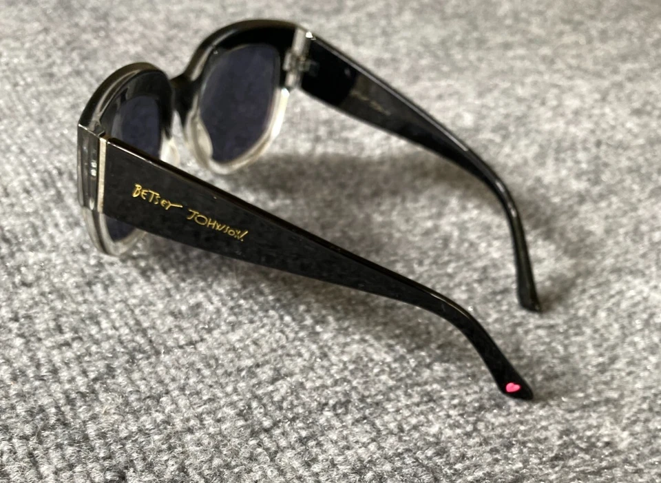 Vintage Betsy Johnson Sunglasses Black And Clear Frame with Iconic Heart 1875174 - Image 3 of 4