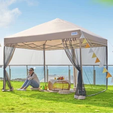 Quictent 8x8 Mesh Pop Up Canopy Wedding Party Tent Folding Gazebo Outdoor Shade