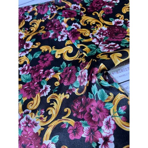 Vintage Floral Baroque Print Button Down Shirt Black Gold Purple Teal Size Small - Picture 5 of 5