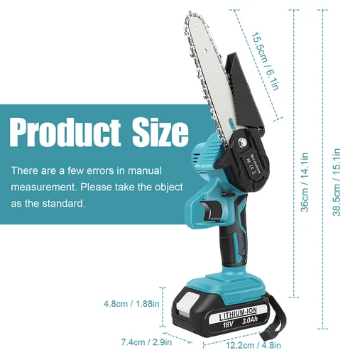 6" Mini Cordless Electric Chainsaw 2X Battery-Powered Wood Cutter Rechargeable - Picture 3 of 13