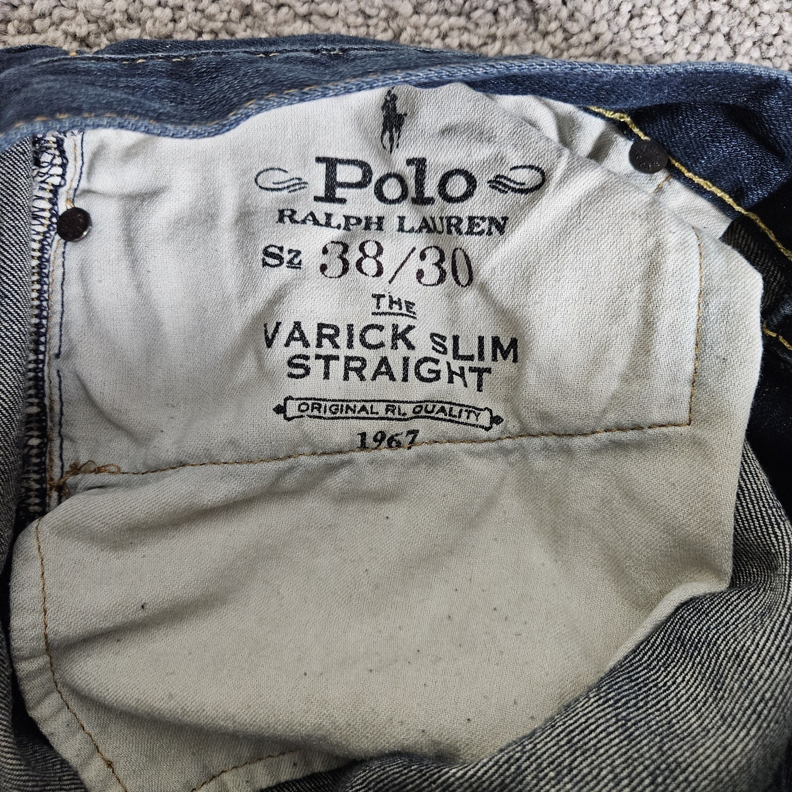 Polo Ralph Lauren Jeans Mens 36X28.5 (Tag 38X30) Blue Varick Slim Straight thumbnail 5