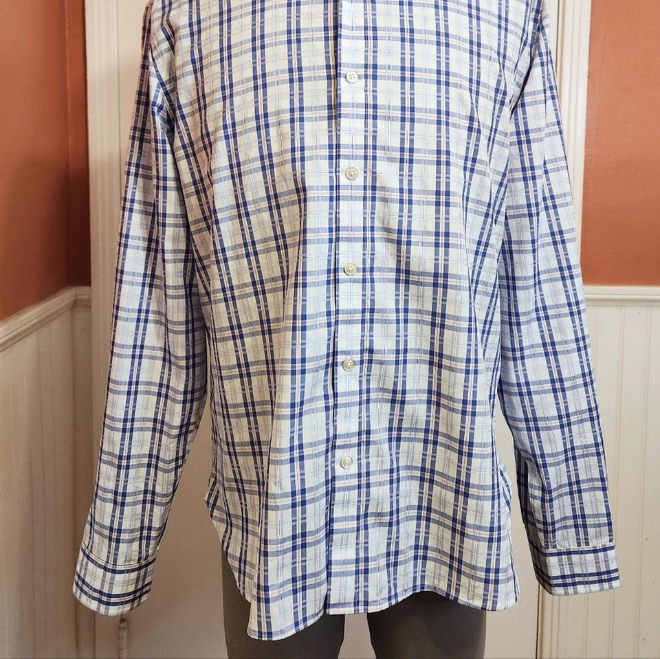 Camisa para hombre 7 Diamantes Verano Viento Cuadros Botón Frontal Blanca/Azul X-Grande Foto 4 de 4