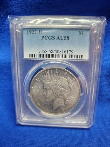 1922-D Peace Silver Dollar PCGS AU58 - 90% Silver
