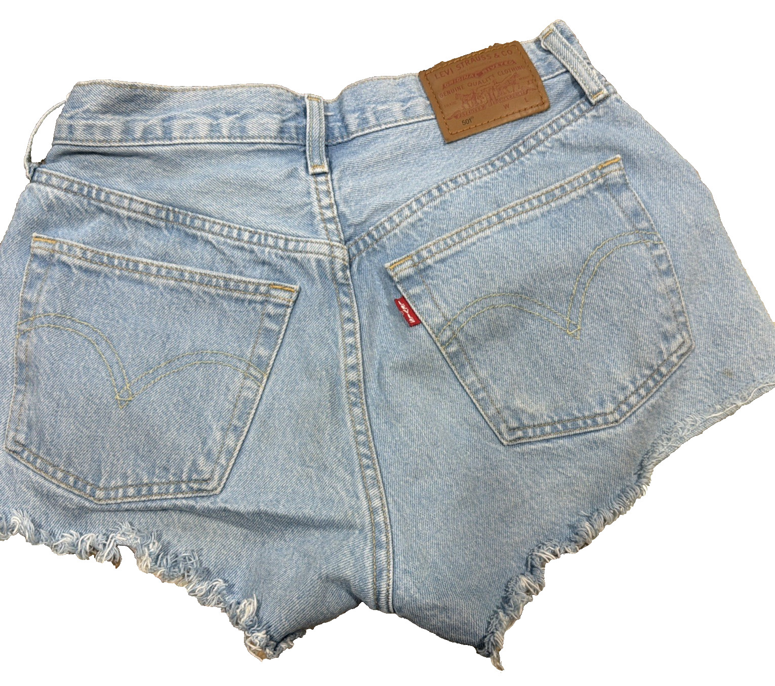 Levi's Premium 501 Shorts Women's W26 Light Wash Distressed Cutoff Denim image 8