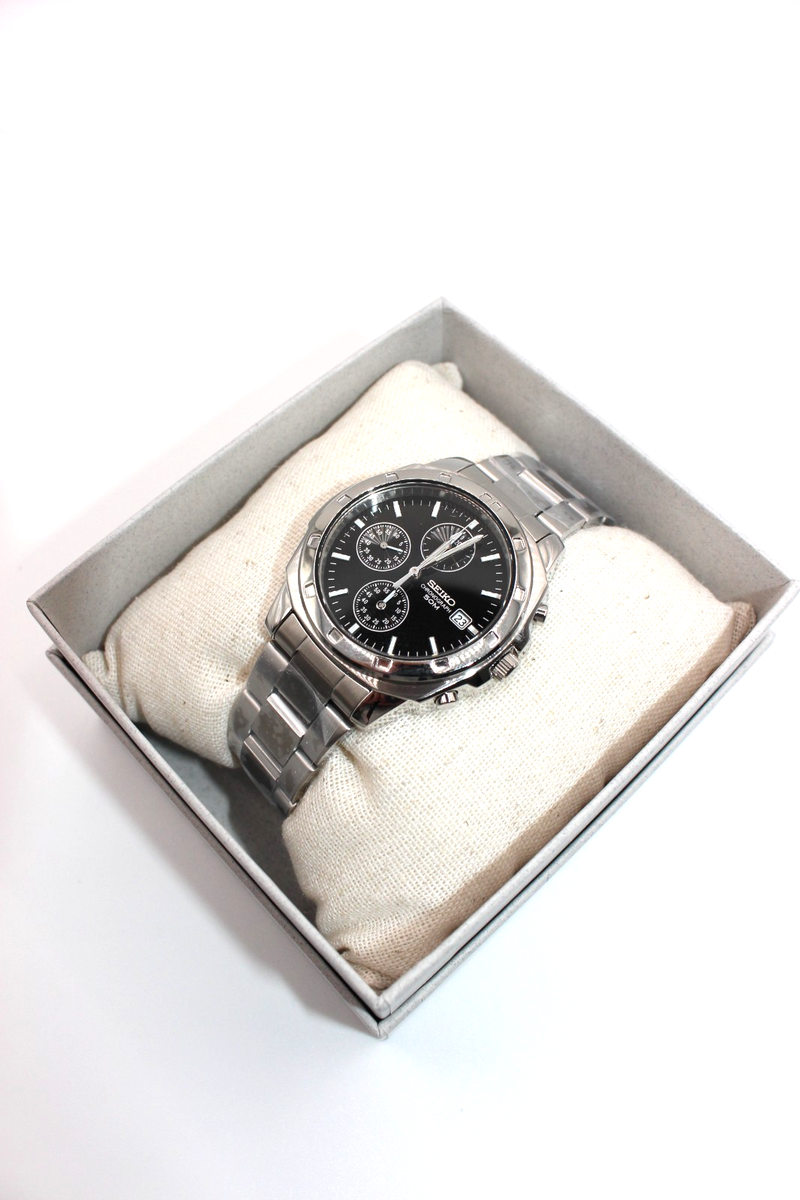 SEIKO SND191 P1 Watch Chronograph Overseas Reimported Models Black