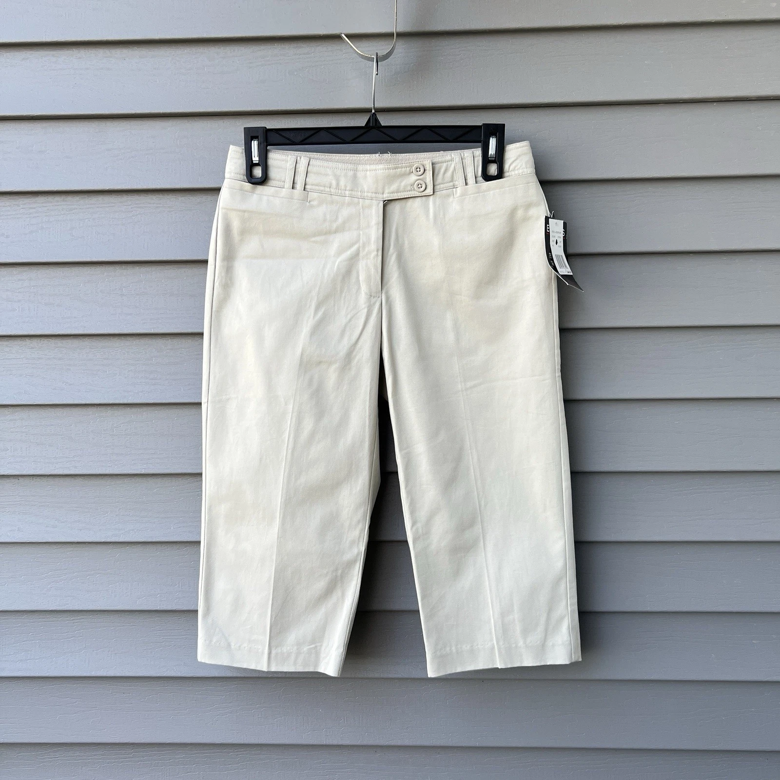 Briggs NY Womens Capri Pants 10 Petite Tan Khaki Low Rise Y2K 2000s