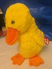 Quackers Ty Beanie Buddy P.E. Pellets Duck Yellow Plush Toy Doll