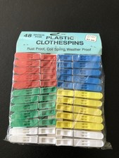 Vintage Plastic Clothespins Pack of 48 Mixed Colors  New Sealed