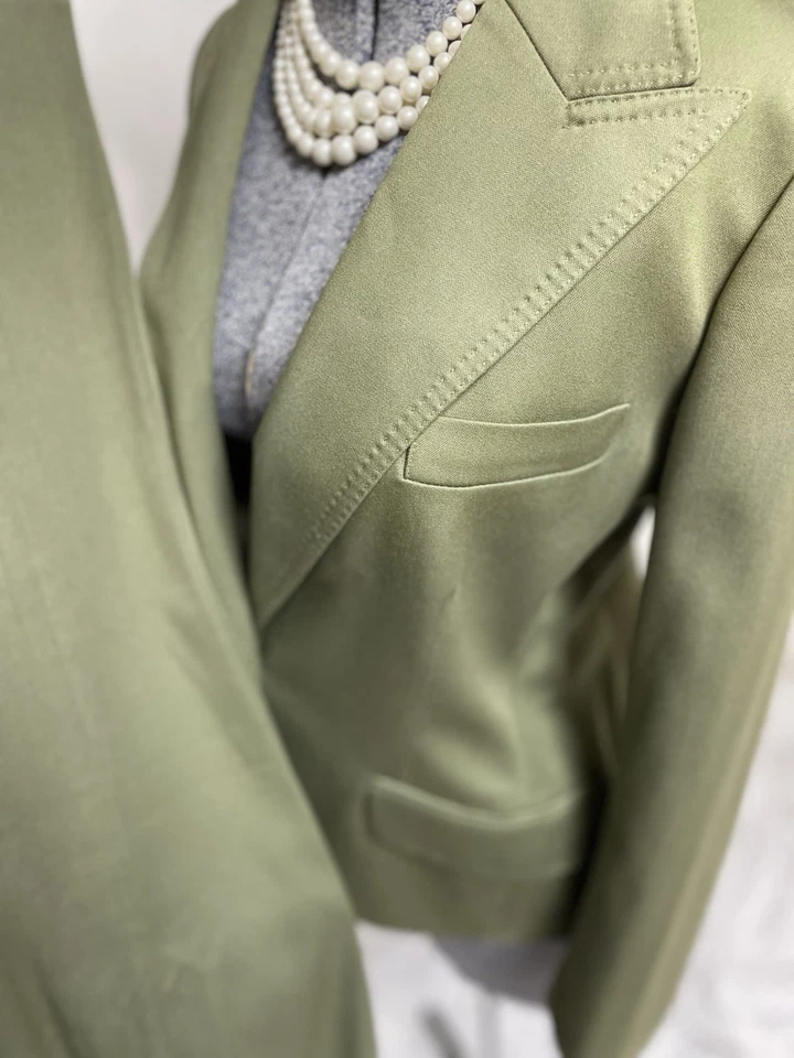 Traje Pantalón Anne Klein Talla Pequeña S Conjunto de Dos Piezas Verde Claro Bolsillos Reales *LEER Foto 4 de 4