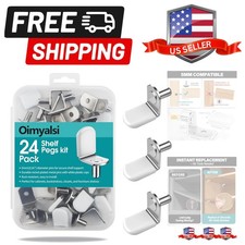 24 Pack Shelf Pegs 5mm 3/16'' with Storage Box, L-Shaped Metal Shelf Pins wit...