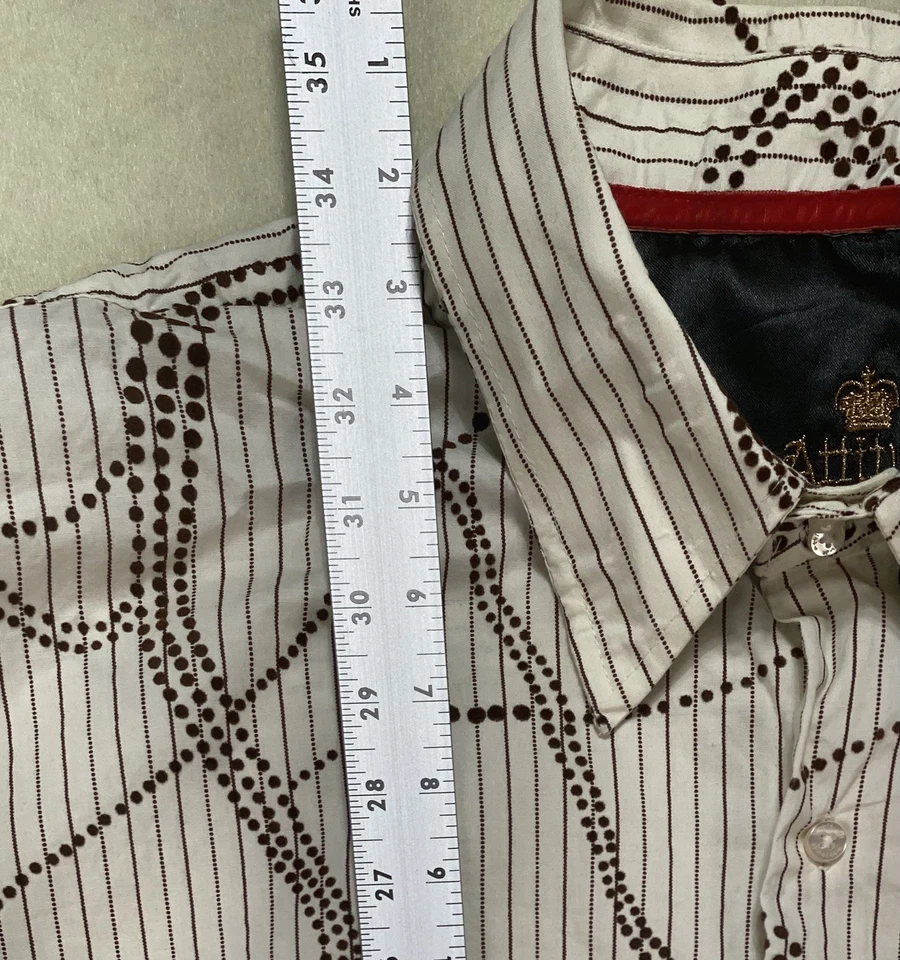 Attitude Gold Long Sleeve Shirt  5XL Yellow /Gold Striped with Polka Dots Cotton - Image 3 of 4