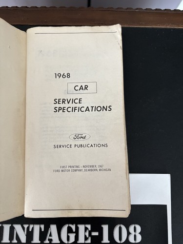 1968 FORD CAR SERVICE SPECIFICATIONS MANUAL MERCURY MUSTANG Thunderbird Fairlane - Picture 4 of 5