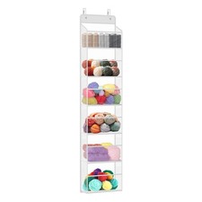 Door Hanging Yarn Storage Organizer, Knitting  Crochet Organizer with 6 Clea...