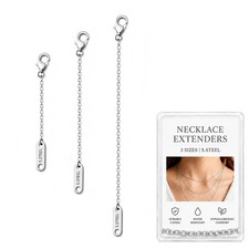 3PCS Silver Necklace Extenders for Women, Stainless Steel Necklace Extension ...