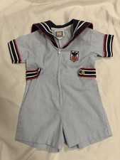 Vintage Baby Sailor Romper Outfit Little Guys 12Months Made in USA Navy Costume