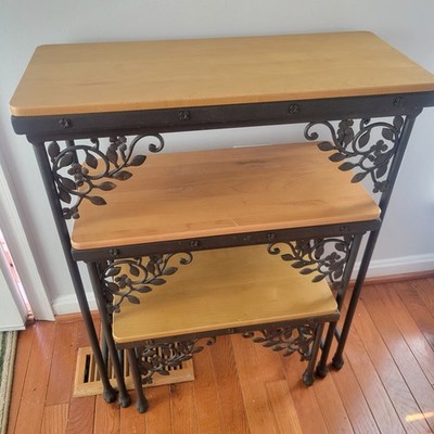 RARE LONGABERGER DOGWOOD IRON 3PC PLANT STAND SHELVES