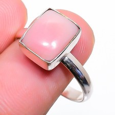 Pink Opal Gemstone Handmade 925 Sterling Silver Jewelry Ring Size 8.5 j518