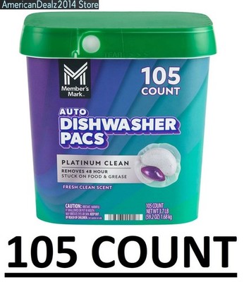 Member's Mark Platinum Clean Automatic Dishwasher Pacs, Fresh Clean, 105 ct
