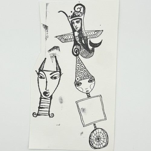 Teesha Moore Zettiology Unmounted Rubber Stamps Faces Art Dolls Lot of 3
