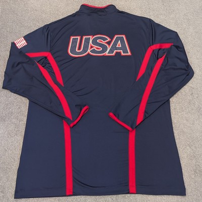 Arena Official USA Swimming Jacket Men 2XL XXL Blue National Team Tech 1/2 Zip 