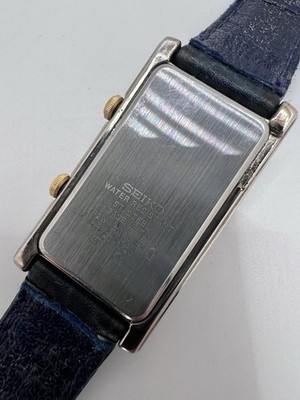 Rare Vintage Seiko Lucent Tank Dual Time Mens Watch Rectangular