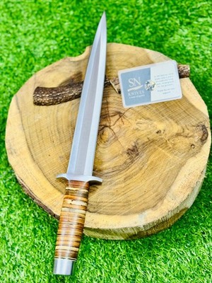 Custom Handmade D2 Tool Steel Hunting Dagger Bowie Knife With Leather sheath