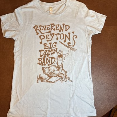 The Reverend Peytons Big Damn Band Women s XL Lt Blue Rev riding Bear T-Shirt