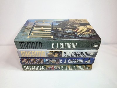 Lot of 4 CJ Cherryh Hardcover Books Invader Inheritor Precursor & Defender VTG