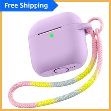 Stylish Purple Soft Silicone AirPods 4 Case - Accessory with Keychain Lanyard