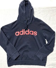 Adidas Logo Pullover Hoodie Navy Pink Size L