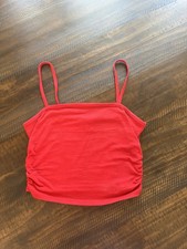 Women  s Bozzolo Red Sleeveless Ruched Camisole Top, Size Small