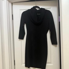 Connected Apparel Black Long Sleeve Cowl Neck Dress