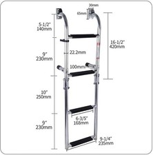 Stainless Steel Folding Boat Ladder Foldable Side Mount Transom Ladder Marine