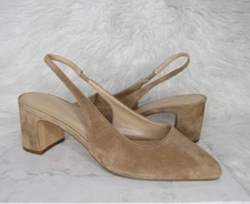 Ann Taylor Light Brown Suede Slingback Block Heel Shoes Women's Size 11M