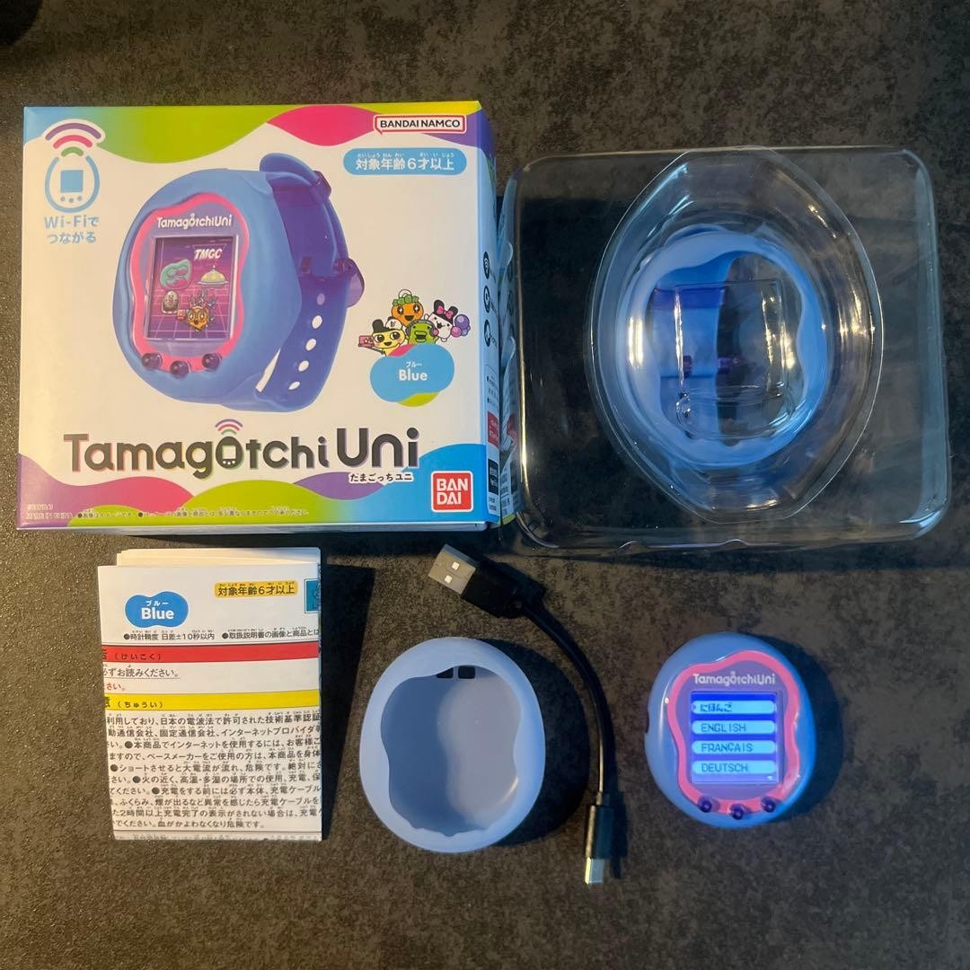Bandai Tamagotchi Uni Blue Digital Pet with Silicone Case