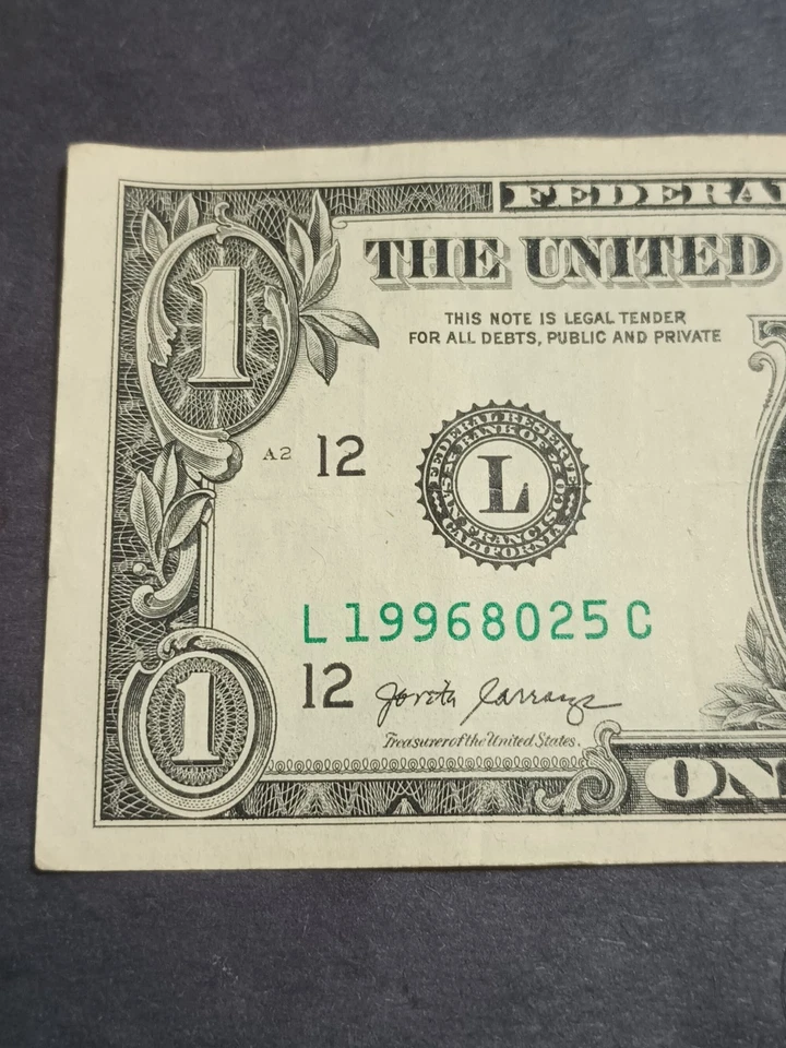 2017 $1 L SAN FRANCISCO BEP L-C BLOCK BIRTHDAY NOTE AUGUST 25 1996 (L19990825C) - Image 2 of 4