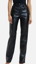 Good American Women's Black Faux Leather High Rise Good Icon Pants Size 12