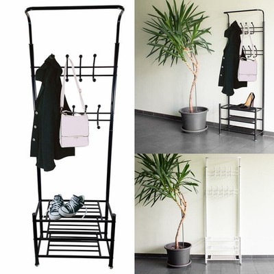 Standgarderobe Garderobenständer Jackenständer 3 Schuhregale 1,8m BITUXX