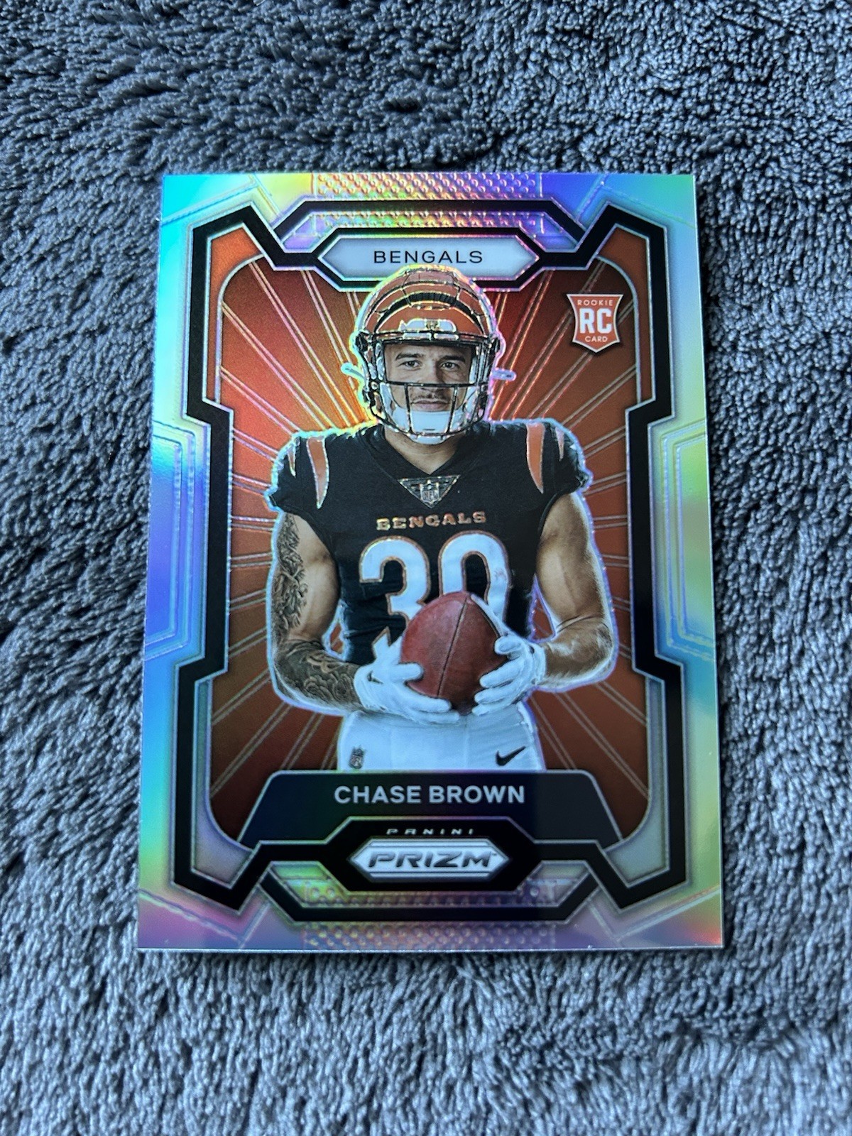 2023 Panini Prizm Chase Brown RC #335 Rookie Variations Prizms Silver Bengals