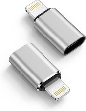  2-Pack USB C to Lightning Adapter, Type C Adapter Silver