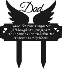 Grave Marker for Dad - Winged Memorial Metal Cemetery Stake, Outdoor Decoration