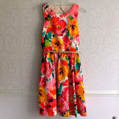 Eliza J Multi Color Floral Print Dress Size 10