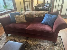 Bernhardt Burgundy Crushed Velvet Sofa