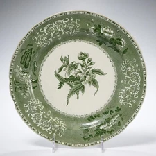 Antique Spode Copeland Camilla Green Floral Ceramic Dinner Plate 10.5" dia