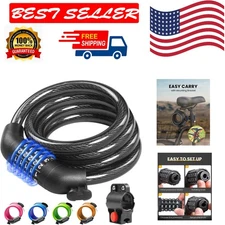 5-Digit Anti-Theft Bike Lock Cable - Compact Design w/ Combination Passcode Lock